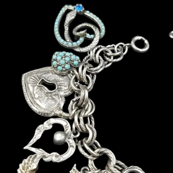 Vintage ART, Arthur Pepper Heart, Snake, Bakelite Charm Bracelet - Picture 2 of 8